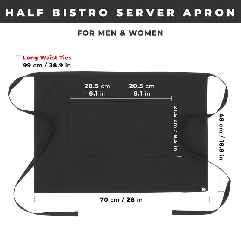 Chef Works Unisex Half Bistro Server Apron, Black, One Size - Image 4